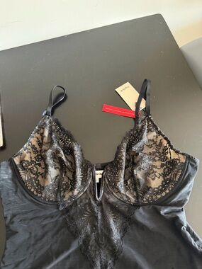 Popilush Lined Black Lace shapewear Bodysuit